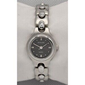 Women's Decade Round Black Dial Silver Tone Case Bracelet Band Quartz Watch 04